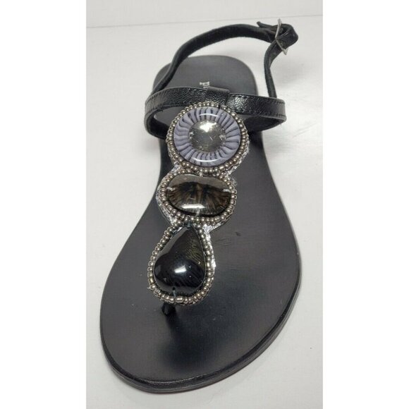 PRIMADONNA COLLECTION WOMEN SANDALS SIZE EURO 36 NEW IN BOX BLACK W/ BEADS 99010 - Picture 5 of 12